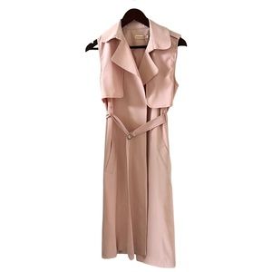 Makers Of Dreams NEW Open Front Long Trench Vest In Blush Pink Size XS